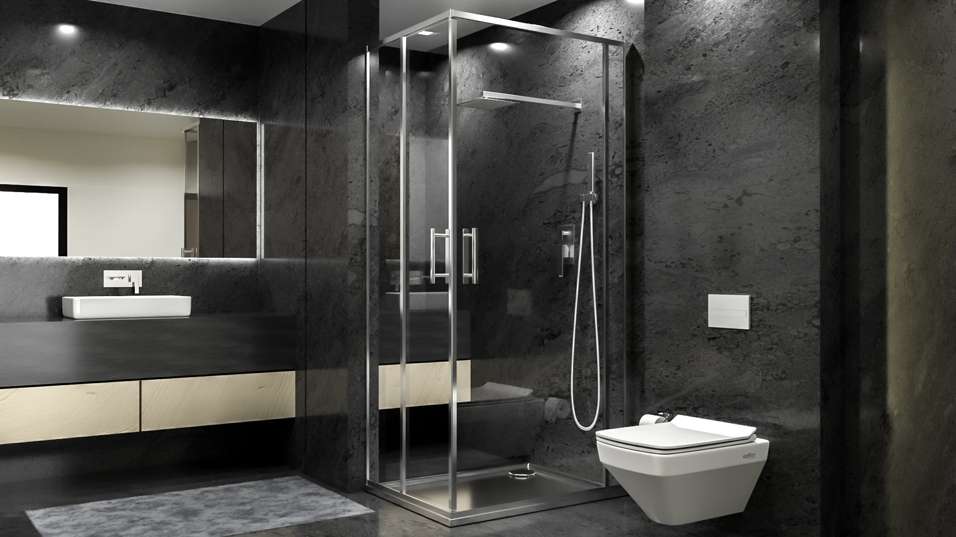 Industrial Master Bathroom